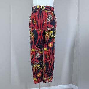 Vintage Baroque Print Laurel Pants | Y2K Italian Luxury | Bold Statement Trouser